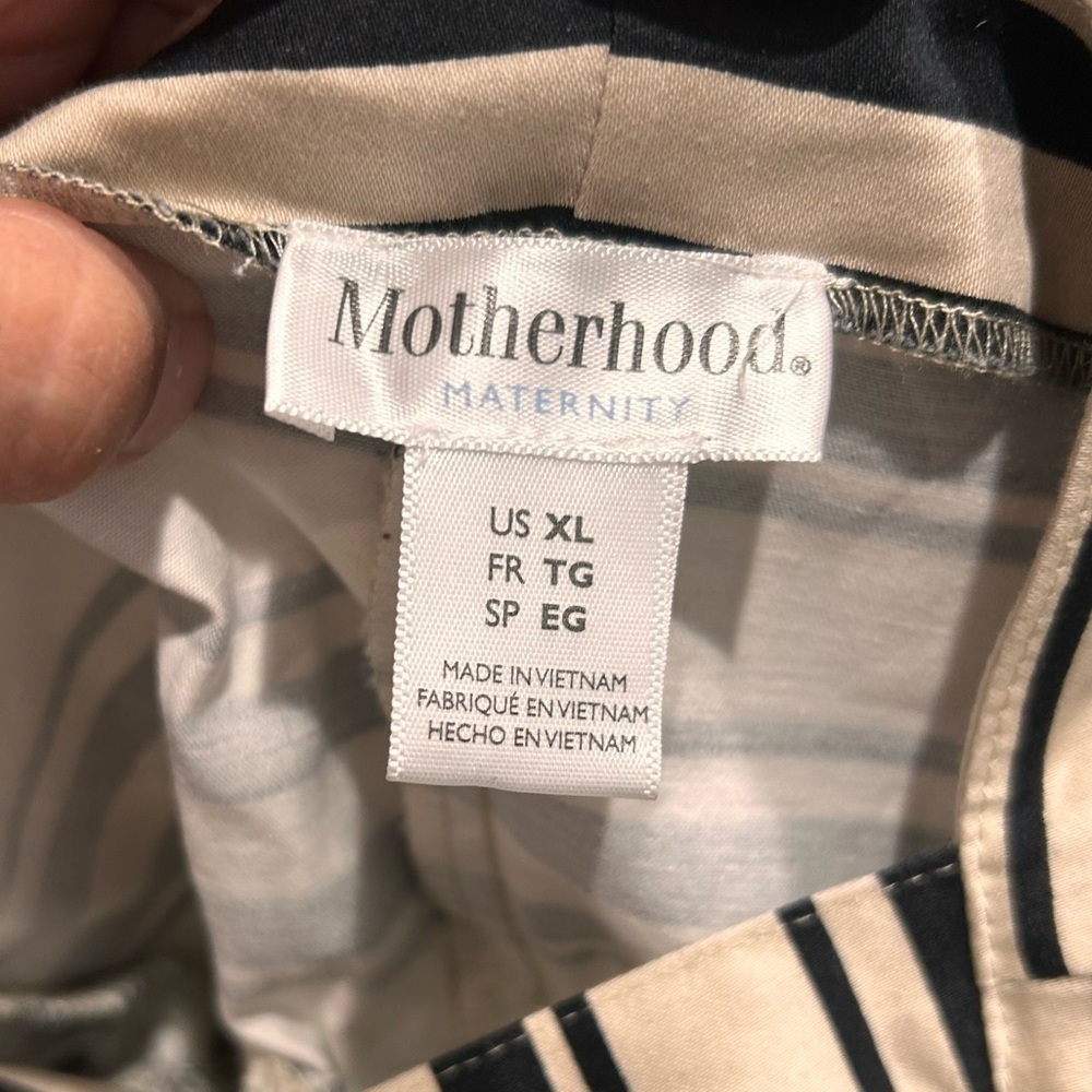 Motherhood Maternity Dress Pre-Pregnancy Size XL Stripes Belted Beige - Picture 6 of 6